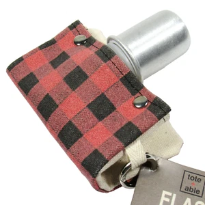 Tote+Able Buffalo Plaid 4 oz. Flask and Shot Glass Eco-Friendly Red Made is USA - Picture 1 of 4