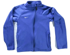 Nike FitDry warm up jacket sz M 10/12 kid blue asymmetric zipper white accent - Picture 1 of 7