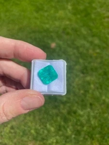 Natural certified Zambia Green Emerald TCW 9.07 Square Shape Gemstone - Picture 1 of 13