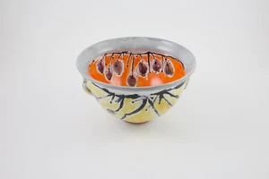 2009 Linda Arbuckle Studio Art Pottery Majolica Glazed "Plums" Bowl~FLA Artist - Picture 1 of 9