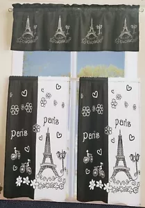 Set tende 3 pezzi: 2 livelli e bilancia (54"x15") ELEGANTE TORRE EIFFEL BIANCO E NERO, sole - Foto 1 di 16