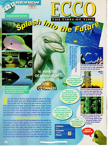 ECCO The Tides Of Time The Dolphin - 1995 Sega CD Video Game PRINT AD / REVIEW