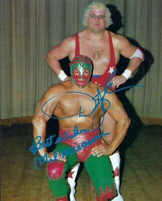 M3753 Dusty Rhodes Mil тушь для ресниц подписанная винтажная фотография рестлинга с сертификатом подлинности - Изображение 1 из 4