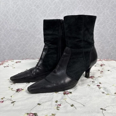 Botines Andrey Brooke Cuero Gamuza 7.5M Negro Yasmine Gatito Tacón Bruja Gótico Foto 1 de 4