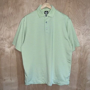 MEN’S FOOTJOY POLYESTER STRETCH LOGO GOLF POLO SHIRT BRIGHT GREEN GRAY LARGE NEW - Picture 1 of 10