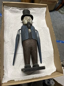 Ant. Kunst Whirlygig Mann Uncle Sam! Holz geschnitzt blau Folk und Zylinderhut! - Bild 1 von 8