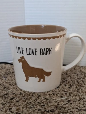 Taza para perro Pfaltzgraff “Live Love Bark” - taza de café de cerámica blanca y tostada 12 oz Foto 1 de 4