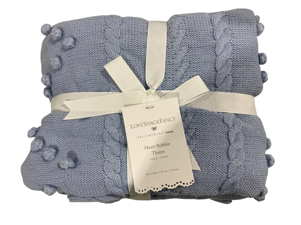Pottery Barn, LoveShackFancy, Calantha Throw, 50x60, azul claro Foto 1 de 1