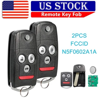2 For 2007-2013 ACURA MDX RDX FLIP KEY KEYLESS REMOTE FOB 4 BUTTON N5F0602A1A - Image 1 of 4