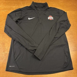 Ohio State Buckeyes Sweater Mens Large Black 1/4 Zip Long Sleeve Dri Fit Nike - Picture 1 of 11