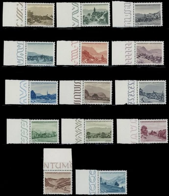 1944, LIECHTENSTEIN, LANDSCAPES, 3RP-150RP, ALL W/SHEET MARGIN, NH, SC.#198-211 - Image 1 of 2