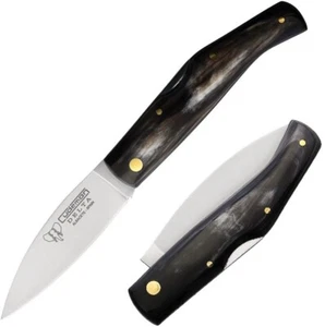Cudeman Delta Folding Knife 3.25" Vanadium Molybdenum Steel Blade Horn Handle - Picture 1 of 3
