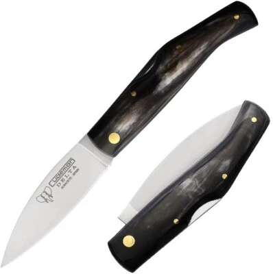 Faca dobrável Cudeman Delta 3,25" cabo de chifre de lâmina de aço vanádio molibdênio - Imagem 1 de 3