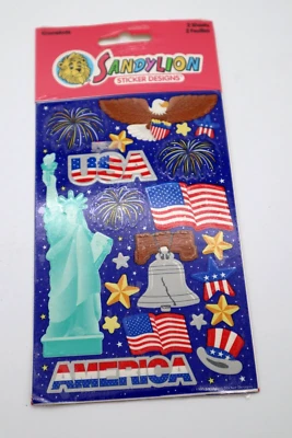 Pegatinas Sandylion 1999 de colección bandera de Estados Unidos estrellas águila patriótica nuevas y selladas Foto 1 de 3