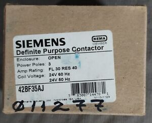 Siemens Definite Purpose Contactor 42BF35AJ -24 VAC New Open Box