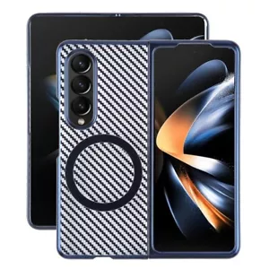 For Samsung Galaxy Z Fold4 6D Plated Carbon Fiber Clear Magsafe PC Phone IH - Picture 1 of 2