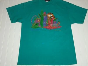 Vtg Laurel Burch Signed Felines In The Forest Single Stitch T Shirt One SizeTee - Picture 1 of 8