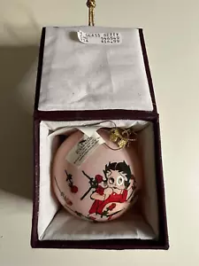 Vintage Collectible Betty Boop Glass Pink Roses Christmas Ornament Hand Painted - Picture 1 of 8
