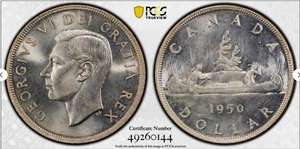 :1950 S$1 DOLLARO ARGENTO GEORGE-VI CANADA PCGS MS64 3FWL RARO R4 GRADI PIÙ ALTI - Foto 1 di 3