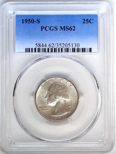 1950-D Silver Washington Quarter- PCGS MS 62-Fading Blue Label. - Picture 1 of 4