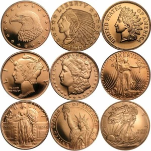 1/4 Unzen 0,999 reines Kupfer BU Runde/Herausforderung Münze - 10 Designs - Bild 1 von 31