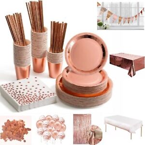 ROSE GOLD TABLEWARE SET DINNERWARE PARTY DECORATIONS BIRTHDAY WEDDING HEN PARTY