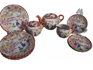 14 Piece Beautiful Intricate Antique Japanese Geisha Tea Set •See Description• - Picture 1 of 17