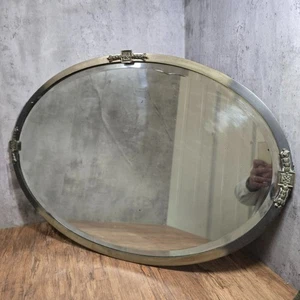 Large Metal Frame Oval Wall Hanging Mirror 1950s Decorative Ornate Heavy 77x51cm - Picture 1 of 23