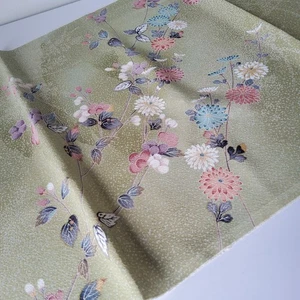 Tender Grace #B 14.5x66 LONG Hand Paint Vintage Silk Chirimen Kimono Fabric CJ27 - Picture 1 of 7