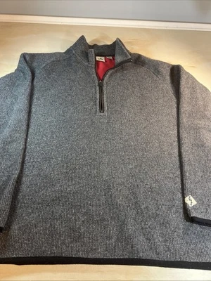 1980s Vintage EMS Wool Fleece Lined  Pullover Grey/Black 1/4 Zip Men’s L - Image 1 of 4