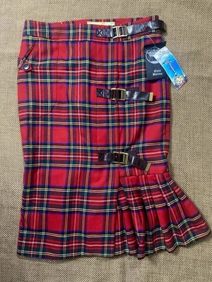 Nuevo con etiquetas orig. $365 L.A.M.B Mujer Rojo Tartán Cuadros Falda Trompeta Volantes - Talla 8 Foto 1 de 4