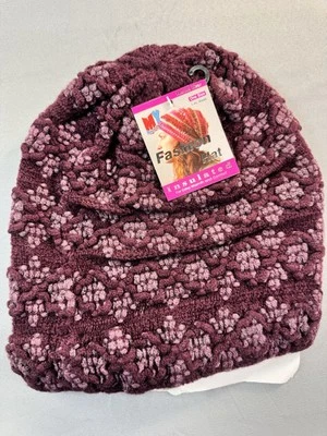 Mujer Crochet Moda Sombrero Tobogán Thermo Wear Gorro Extra Cálido Púrpura NUEVO Foto 1 de 4