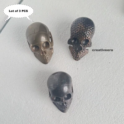 Lot of 3 PCS Skull Glorious Antique Brass Handle For Wooden Walking Stick Cane - Image 1 of 4