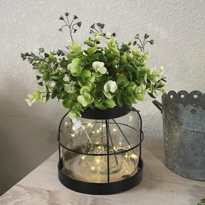 Jarrón vintage de vidrio para granja decoración de linterna rústica con plantas flores luces... Foto 1 de 4