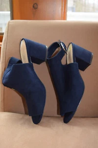 Nine West blau Wildleder offene Zehenpartie Blockabsatz Damen Größe 9 - Bild 1 von 9