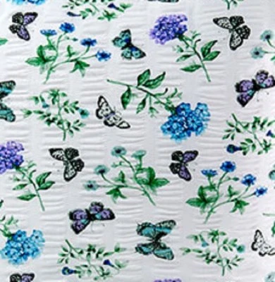 Blue Purple Butterfly Flower Plisse Pillowcase Sham Cotton Polyester Home House - Imagem 1 de 4
