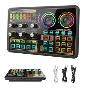 Sound Effects Board Audio Interface with Voice Changer and LED Lights Live So... - Picture 1 of 7