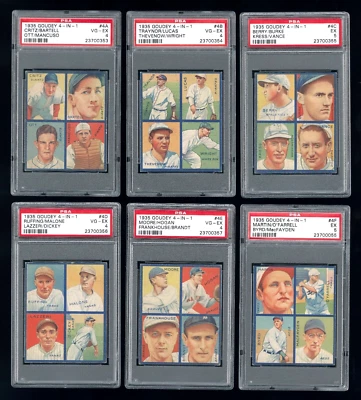 Полная головоломка 1935 Goudey PSA 4 и 5 Blue Mickey Cochrane 6 карт Зала славы - Изображение 1 из 2