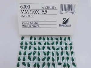 24 pcs. SWAROVSKI® Crystal Teardrops Art# 6000 11mm, EMERALD, Genuine - Picture 1 of 4