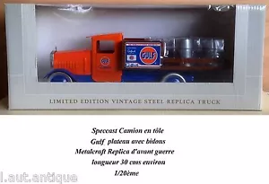 Speccast Camion en tôle "Gulf" plateau avec bidons Metalcraft Replica 1/20ème - Foto 1 di 1
