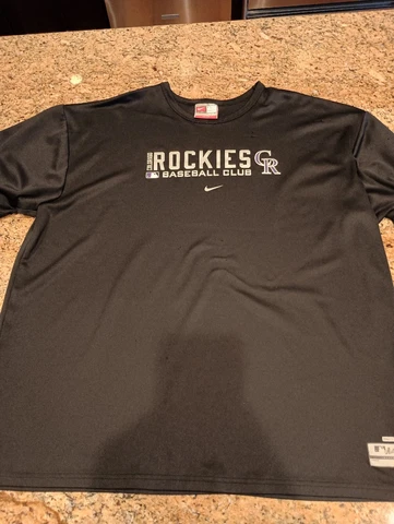 Nike Colorado Rockies T-Shirt Mens 2XL Black Baseball MLB Dri-Fit Athletic Cover
