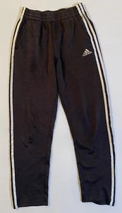 Adidas dark gray track pants white stripes hand pockets polyester Kids L 14/16 - Picture 1 of 10