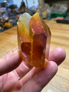 Mandarino Sole Melone Aura Quarzo Cristallo Gemma Multi Punta Laser Esemplare 001 - Foto 1 di 8