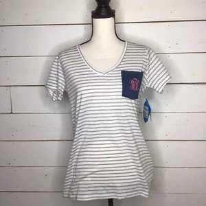 Nueva Camiseta Columbia PFG Monograma, Manga Corta Blanco/Gris Rayas Para Mujer Mediana - Imagen 1 de 8