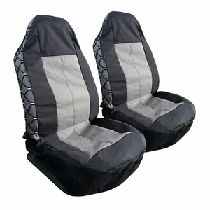 For Hyundai Auto Car Front Seat Covers Black Grey Waterproof Canvas 2pcs - Picture 1 of 10