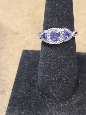 Blue Tanzanite Rhodium Over Sterling Silver Ring 1.39ctw - Imagem 1 de 3