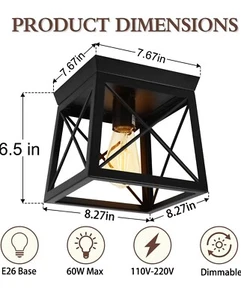 4-Light Farmhouse Flush Mount Light Fixture - Picture 1 of 1