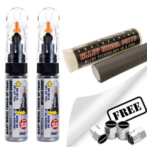 2x E-Tech Car Alloy Wheel Paint Silver Touch up Sticks 20ml & 1x Repair Putty+CP - Picture 1 of 16