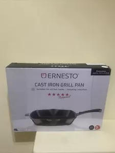 Ernesto Cast Iron Grill Pan Black - 24.5 x 24.5cm All Hob Types - Picture 1 of 4