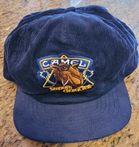 Vintage Joe Camel Cigarettes “Smooth Character” Corduroy SnapBack Hat Blue Cap - Picture 1 of 3